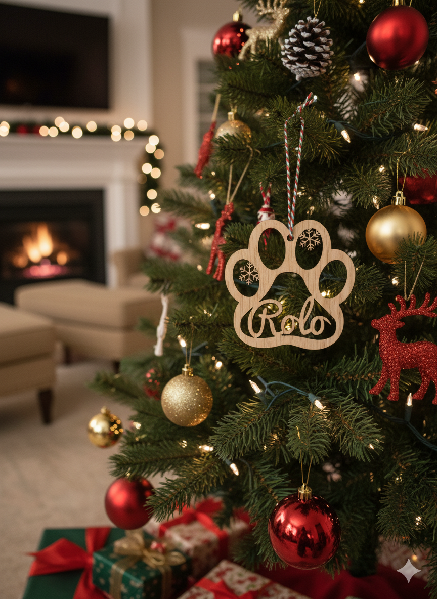 Personalised Paw Print Christmas Decoration
