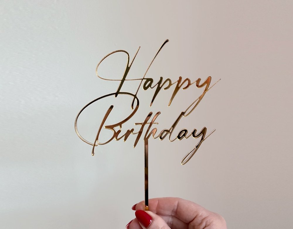 Happy Birthday Cake Topper - Acrylic